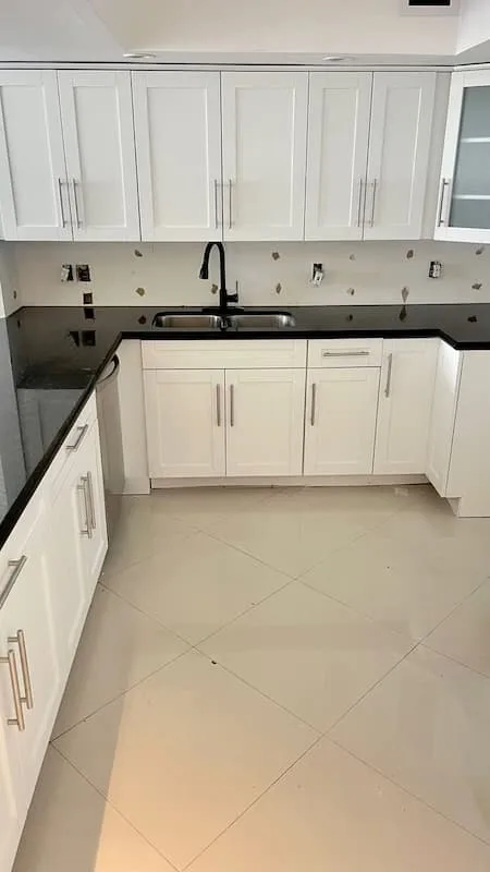 Full kitchen refinishing job in white