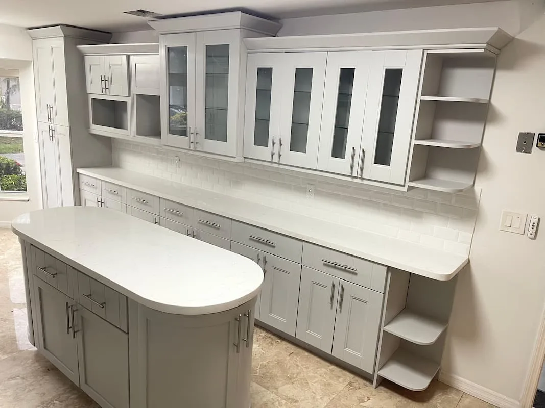 modern kitchen cabinet spray painted