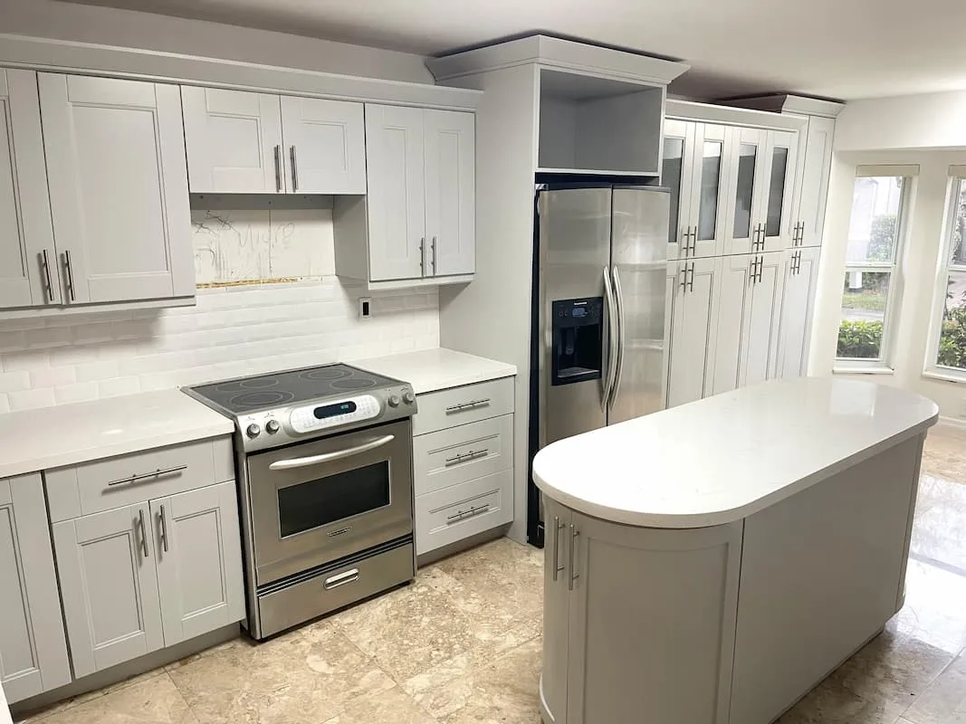 white kitchen cabinet repainted