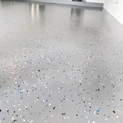 garage floor with epoxy coating applied